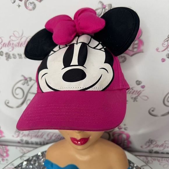 Hat Minnie Mouse 100 pink black white with ears mouse 3D girls kids hat ball cap - Picture 2 of 9